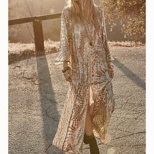 Anna Sui Sequin Silver Maxi Dress